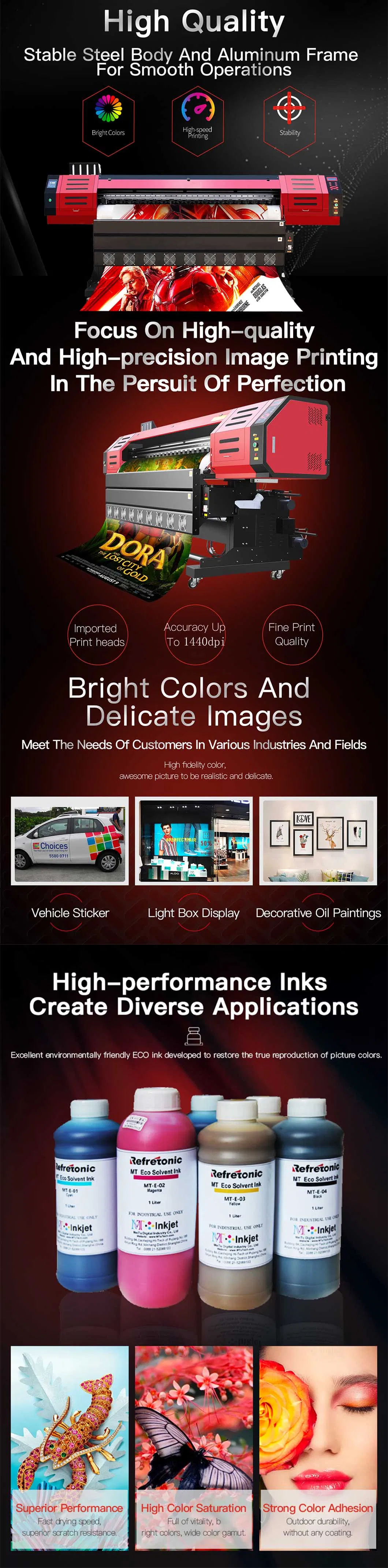 1440*1440dpi Indoor and Outdoor Advertisement Printing 1.6/1.8/3.2 Meters Sticker Printer
