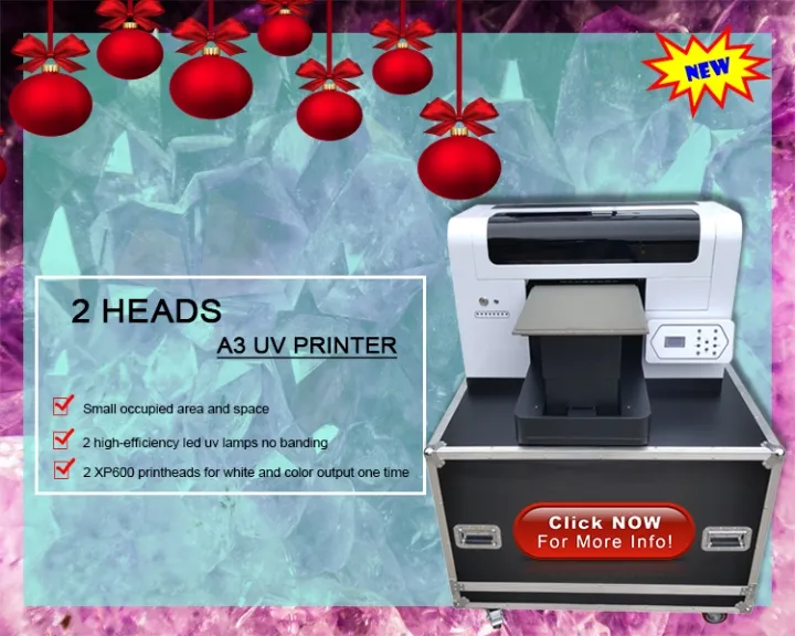 2 XP600 Printheads Printer UV Flatbed A3