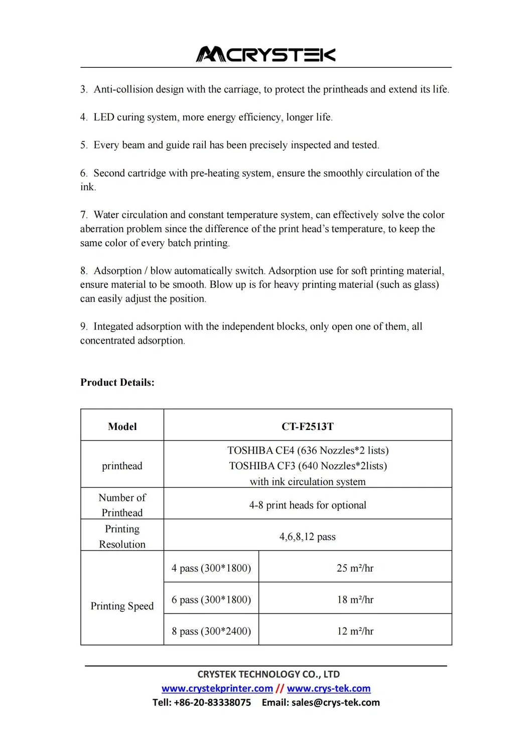 2513 UV Flatbed Printer Toshiba CE4 Ricoh Gen6 Printhead