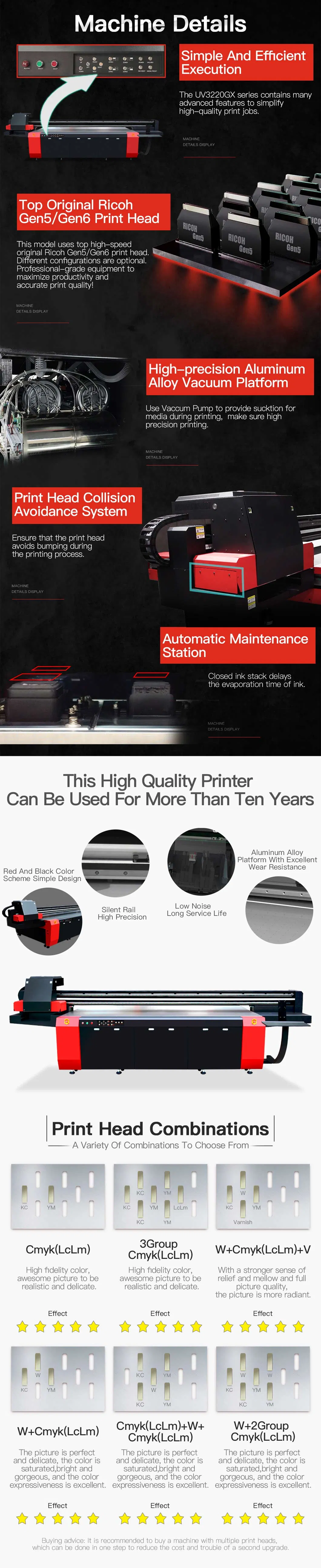 720*1200dpi LED UV Lamp Corrugated Plastic Printer ODM Mt-UV3220gx