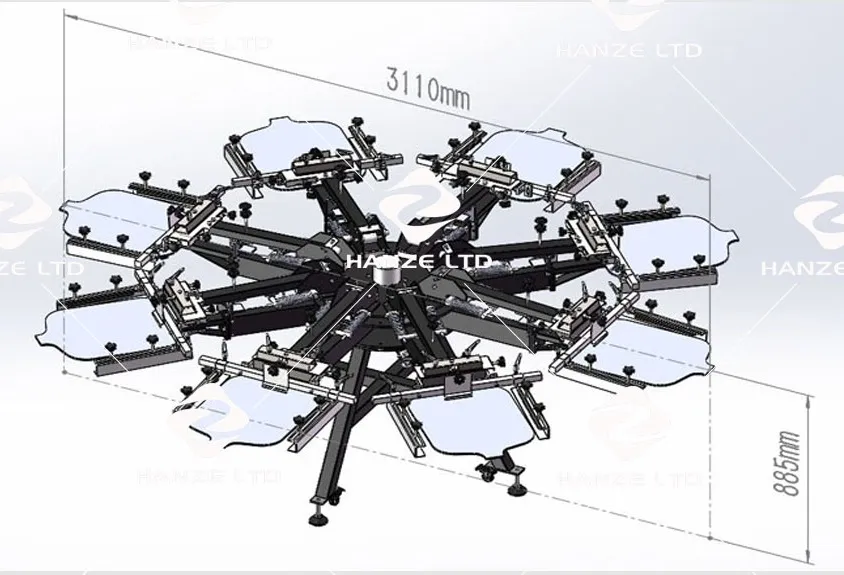 8 Color 8 Station Silk Screen Printing Machine Press