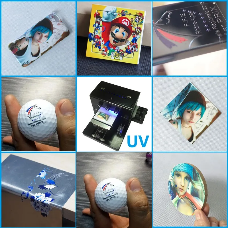 A4 UV Flatbed Printer for Phone Case, Cup, Bottle, Balls, Pen, Candle