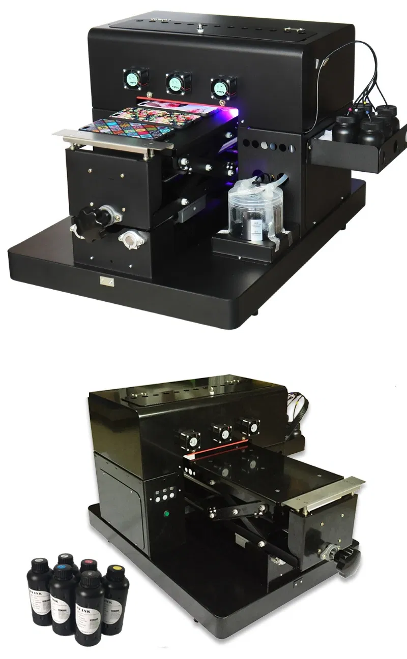 A4 UV Flatbed Printer for Phone Case, Cup, Bottle, Balls, Pen, Candle