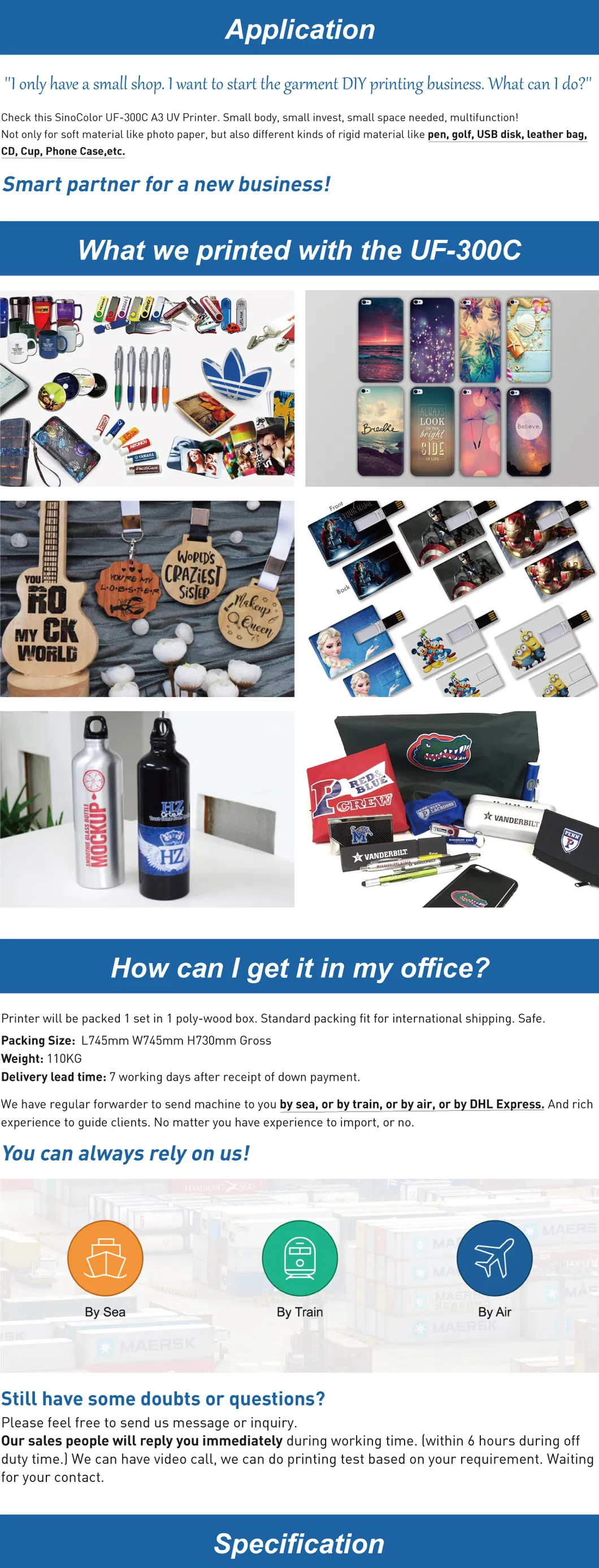 Chinese Factory Sinocolor 1440 Dpi UV Desktop Printer UF-300c for Pen in Shanghai