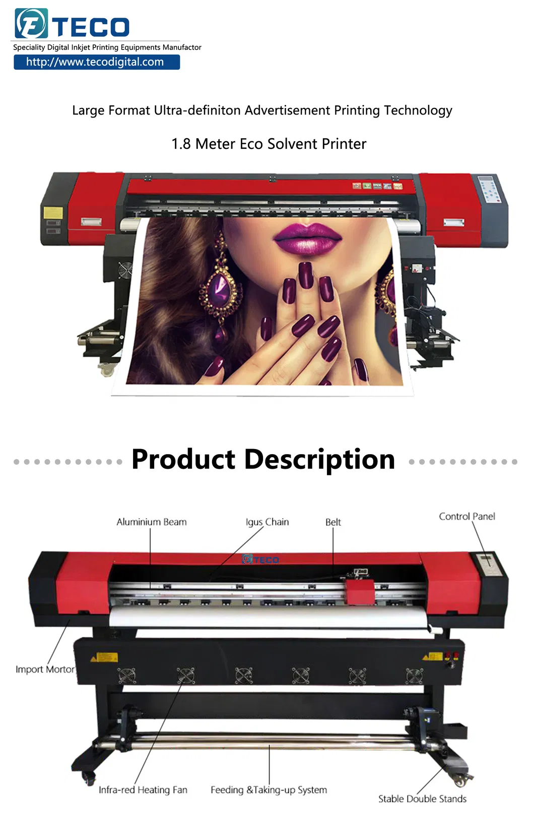 Eco Solvent Printer Large Format Digital 6FT 1.8m Printing Machine