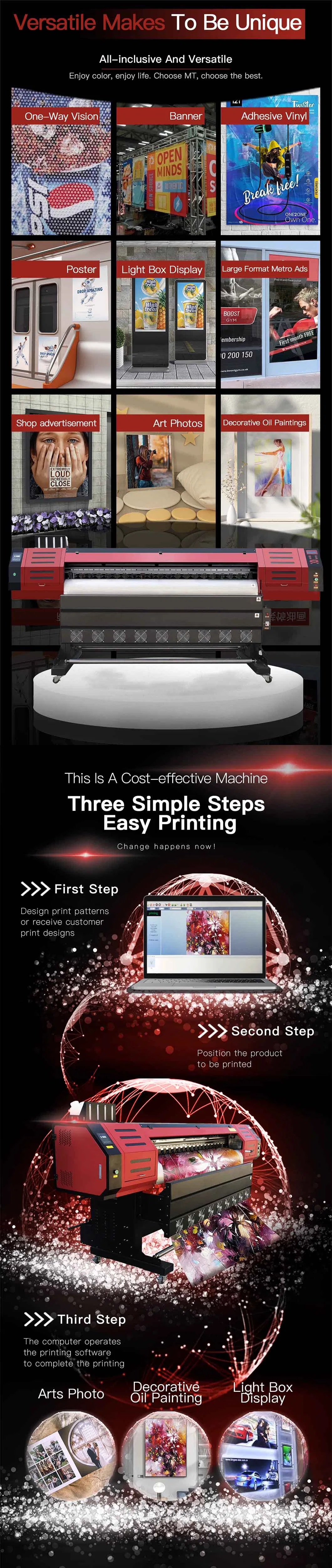 Factory 1440*1440dpi Roll to 1.6/1.8/3.2 Meters Advertising Banner Printer Mt-1805plus