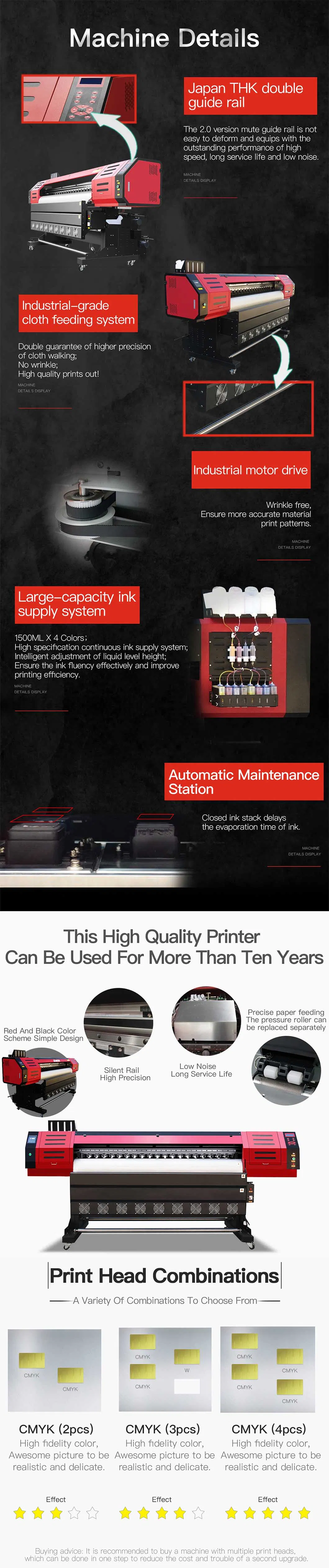 Factory 1440*1440dpi Roll to 1.6/1.8/3.2 Meters Advertising Banner Printer Mt-1805plus