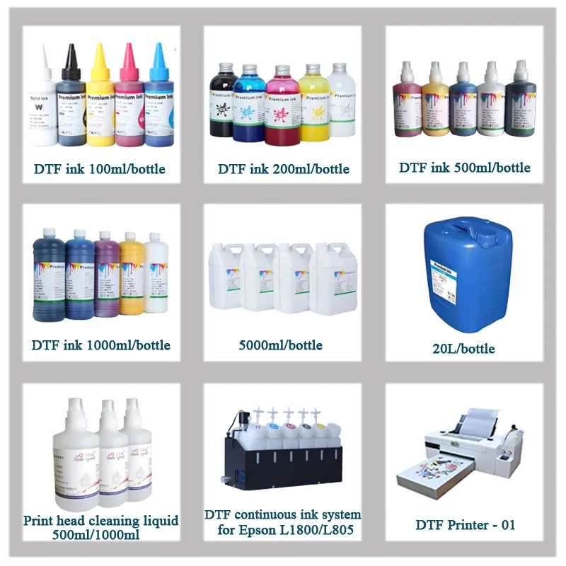 Hot Sale Dtf White Ink Pet Transfer Dtf Ink for Epson L1800 L805 P600 P800 Dx5 4720 1390 Dtf Film Printer Inks