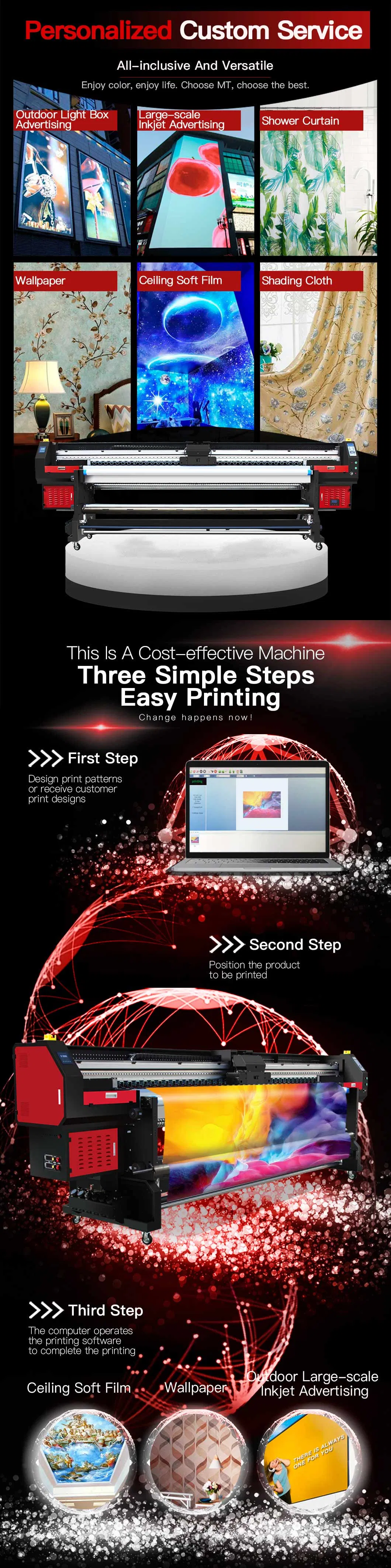 LED UV Digital Printer with Ricoh Gen5 3.2 Width Format with 1440*1440dpi Resolution