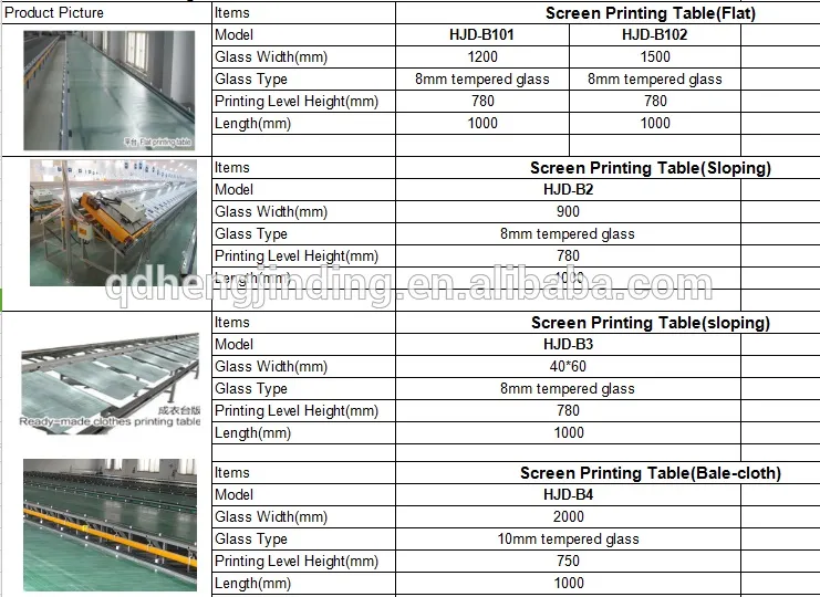 Manual Sloping Screen Printing Table for Clothes