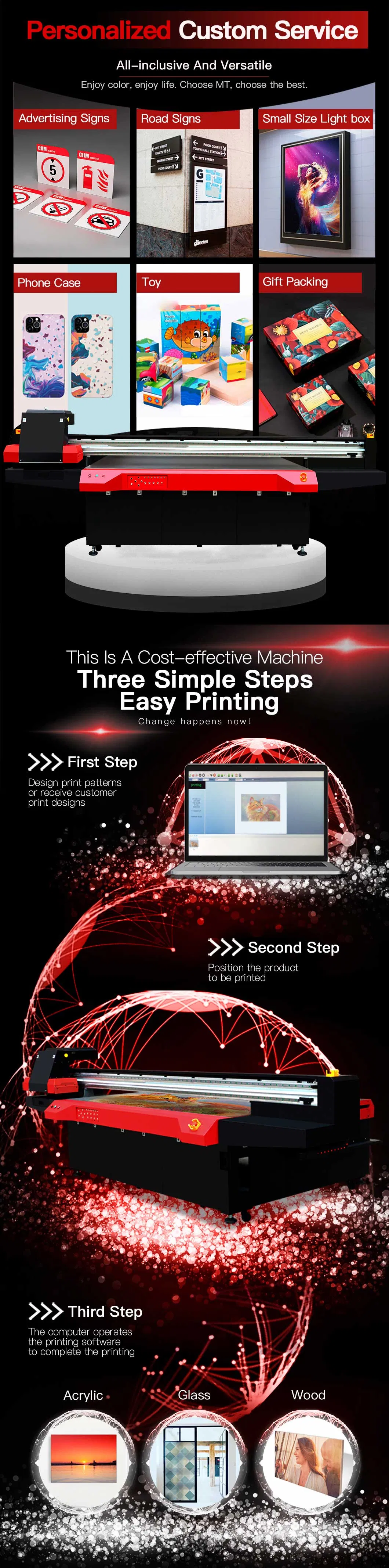 Mt 1600*1100mm Is Suitable for Acrylic Wood Mobile Phone Shell Small UV Flatbed Printer