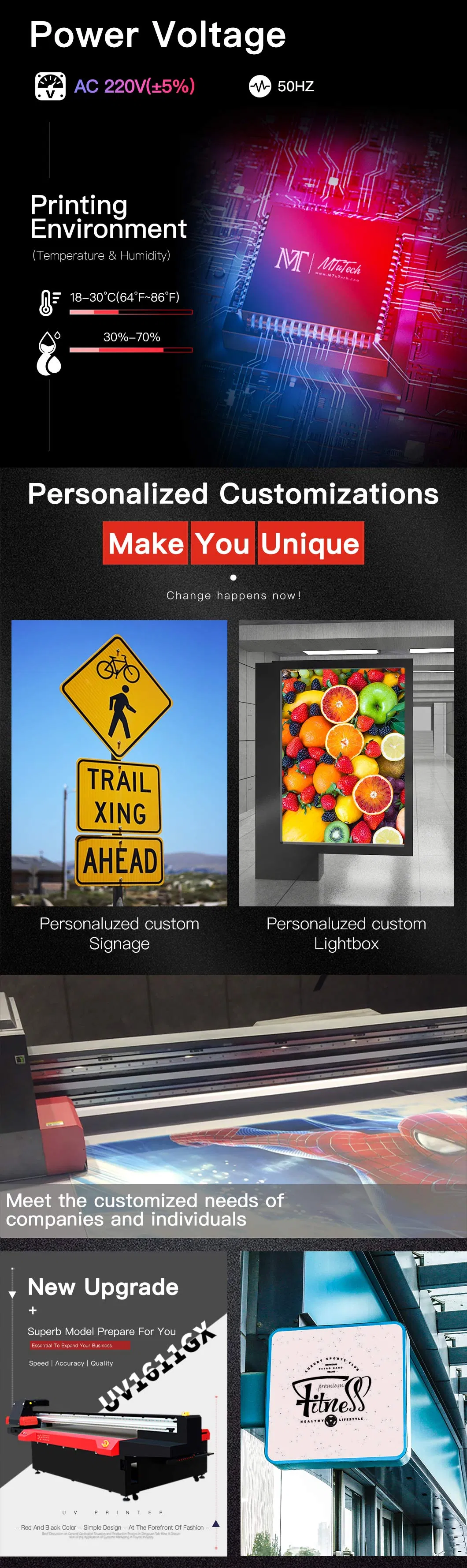 Mt 1600*1100mm Is Suitable for Acrylic Wood Mobile Phone Shell Small UV Flatbed Printer