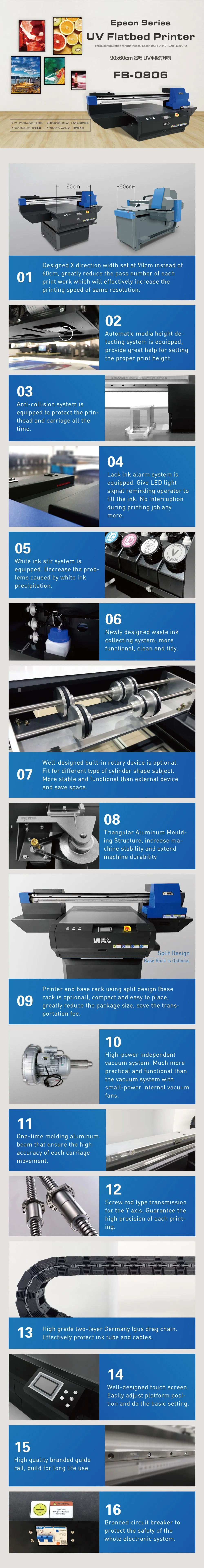 Muti-Function A1 UV Flatbed Printer Fb-0906 on Glass Wood Acrylic Ceramic