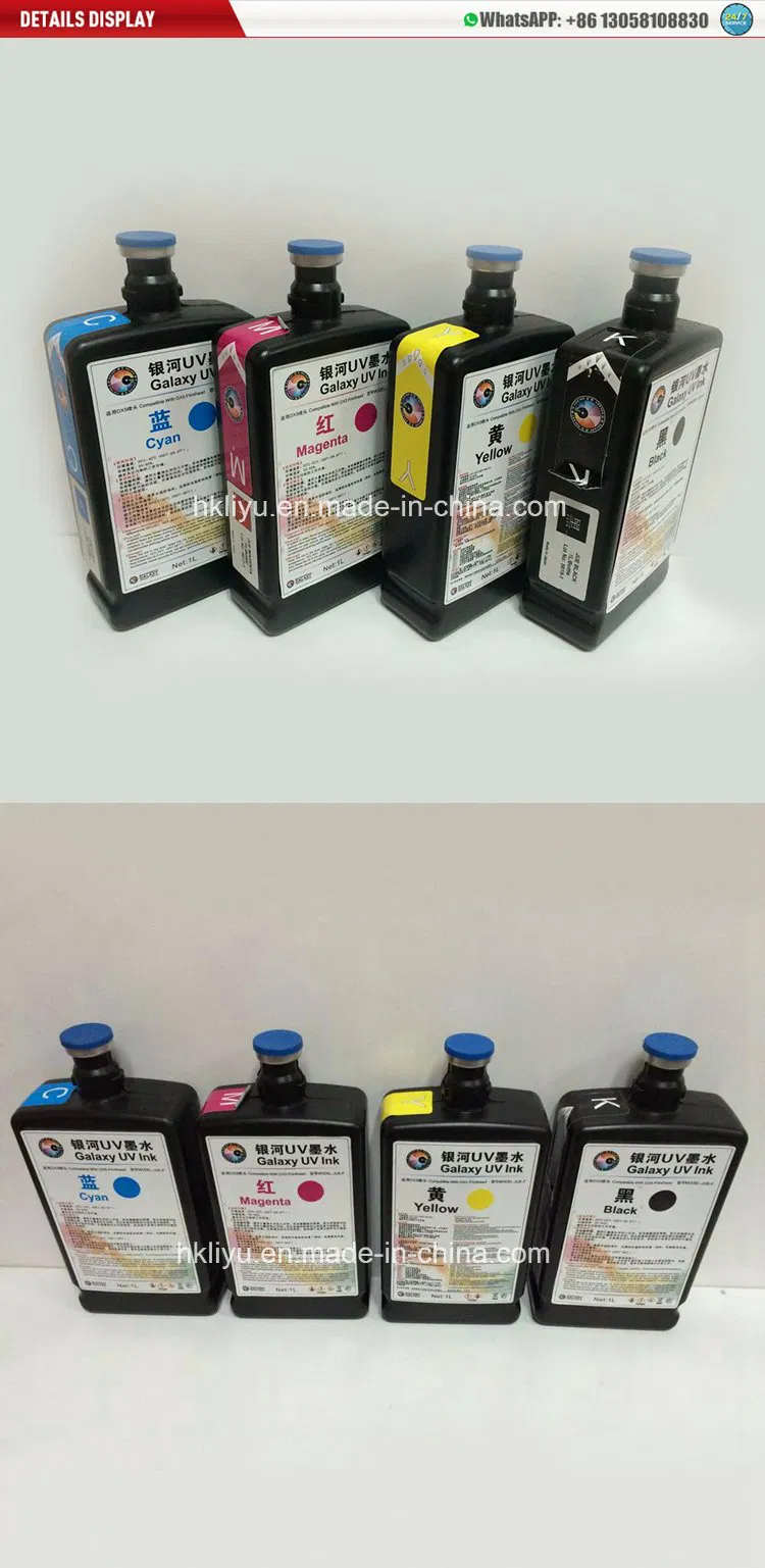 Original One Made in Japan Galaxy UV Ink for Dx5 Head C, M, Y, K W F Included Flush 1L/Bottle Dx5 UV Ink of Galaxy
