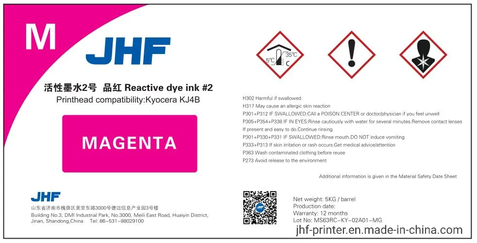 Reactive Dye Sublimation Ink for Textile Printer on Sales 5L/Bucket
