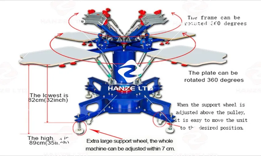 Spm-Ty-S442L 4 Color 4 Station Silk Screen Printing Press Machine with Micro Registration